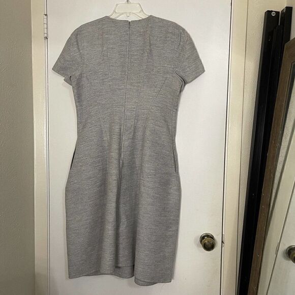 JIL SANDER Heather Gray Short Sleeve Wool Angora Dress with pockets XL - Picture 3 of 6